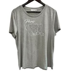Paris Graphic Tee Womens Size XL Gray Retrology‎ T-Shirt Streetwear Casual